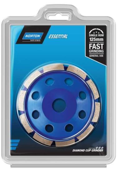 Norton Single Row Diamond Grinder Cup 125mm for precision grinding of concrete, stone; durable, efficient, ideal for professionals.