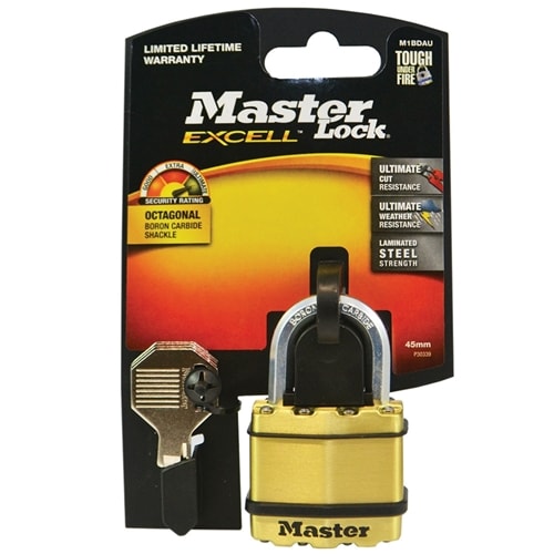 Master Lock Excell Brass Cover Steel Padlock 45mmx8mmx24mm