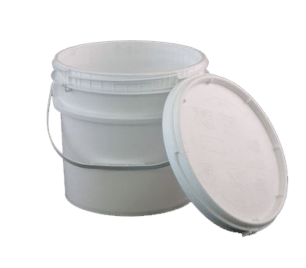 Plain white 10-litre plastic pail with screw lid, food-grade approved for safe storage of various materials.
