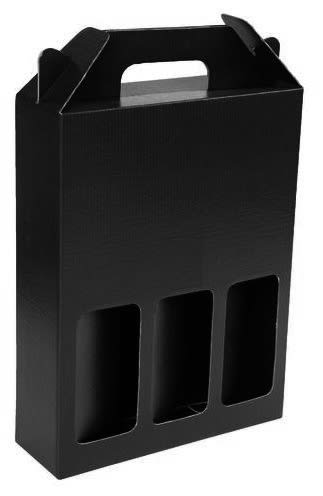 Black Carry Wine Box with Triple Window 253 x 85 x 337mm (Each)