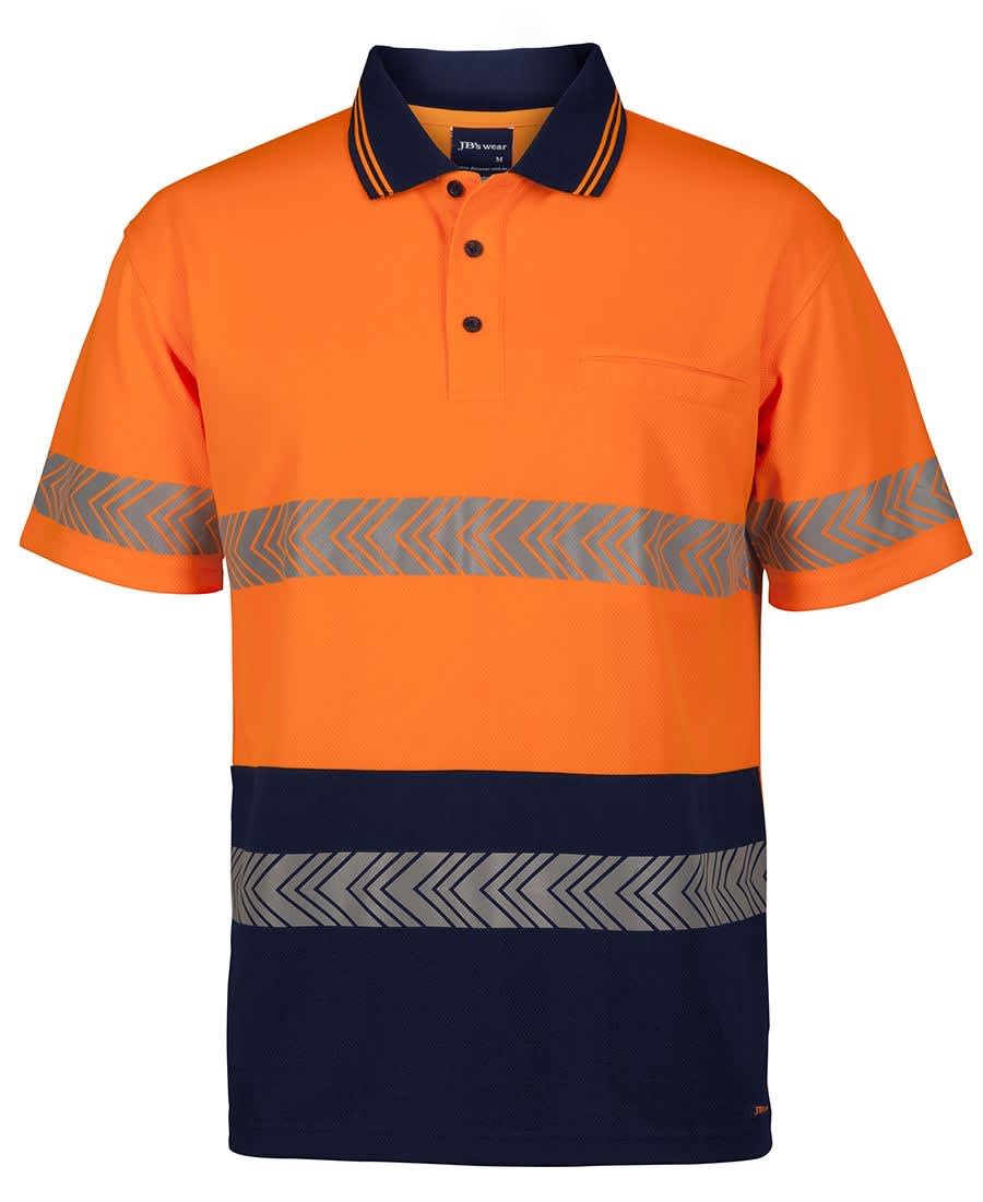JB's Wear, Day/Night Short Sleeve Polo - Orange/Navy (Size: L)