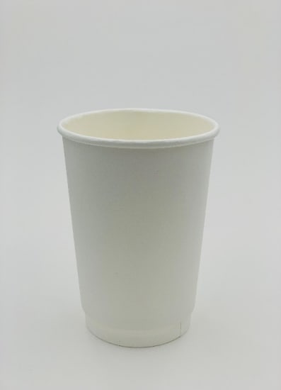 Premium double wall white paper cups, 12oz capacity, eco-friendly with compostable lining, pack of 25 for hot and cold beverages.