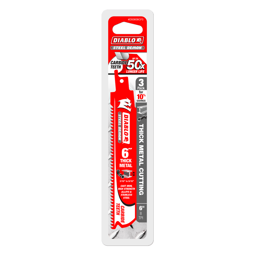 Steel Demon Carbide Reciprocating Blade 6" (Pack of 3) - Diablo