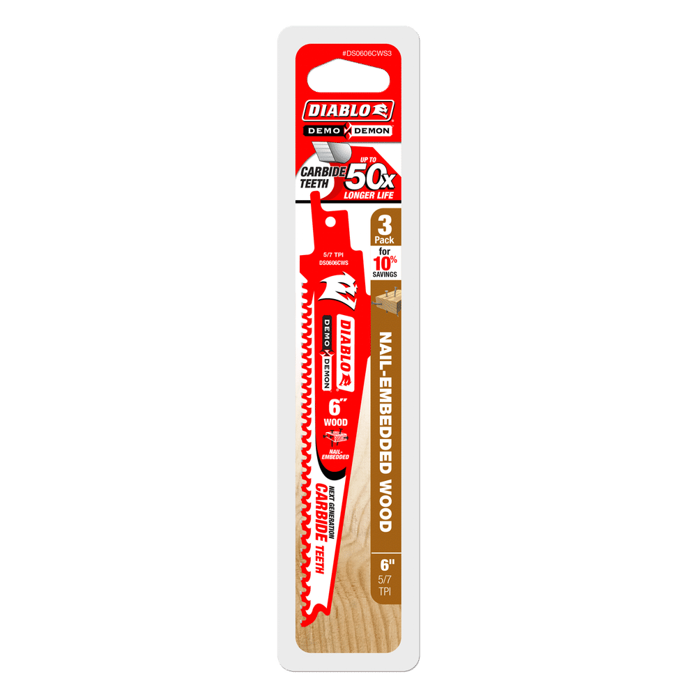 Diablo Steel Demon Carbide Reciprocating Blade 6" (Pack of 3)