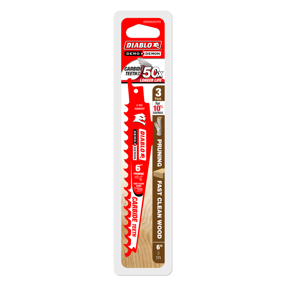 Diablo Demon Carbide Tipped Pruning & Wood Blade 6" (Pack of 3)
