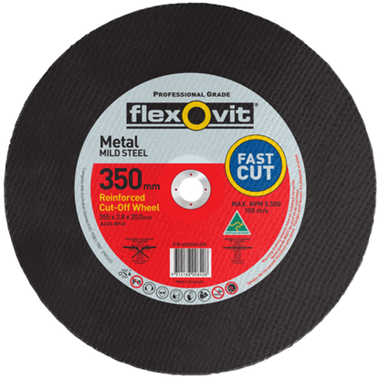 355 x 3.8 x20mm Cut Off Disc High Speed Stationary-Each