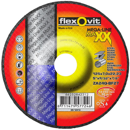 Flexovit Mega-Line Type 27 Grinding Wheel 24 Grit 125x7x22.23mm (Each)