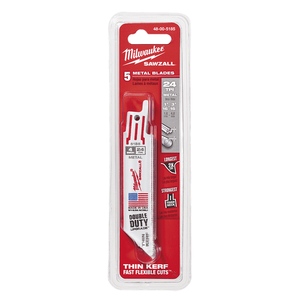 Milwaukee Sawzall 24 TPI Thin Kerf Blade 100mm (5 Pack)