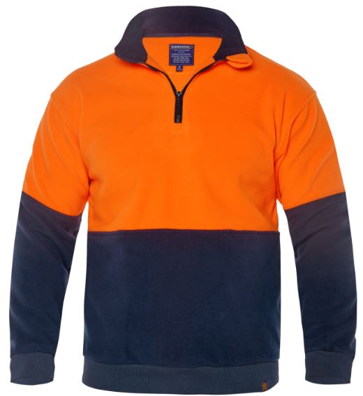 Workhorse, Hi Vis Fleece Pullover, MFL006 - Yellow/Navy - S