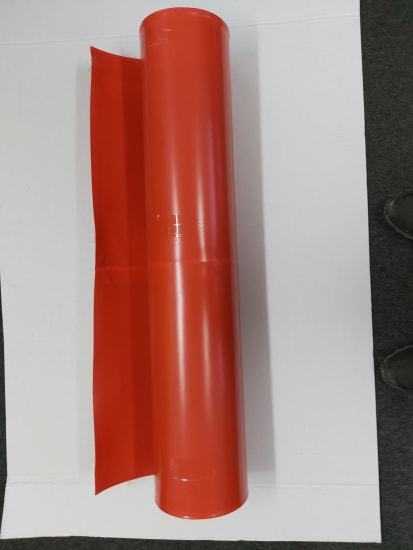 Bright orange 300mu general purpose B&A film roll, measuring 4x25m, ideal for moisture barrier and surface protection in various applications.