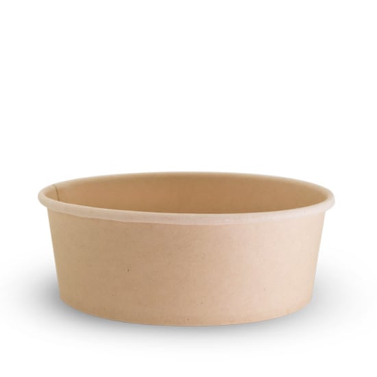 Eco-friendly 40oz bamboo bowl, 50-pack, perfect for hot and cold dishes, durable, PLA lined, compostable, and sustainably sourced.