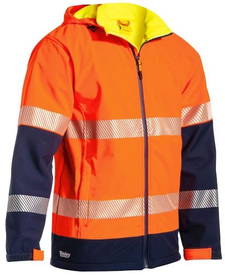 Bisley, Hi Vis Ripstop Soft Shell Jacket, BJ6934T - Orange/Navy - SM