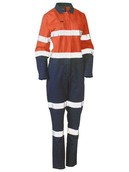 Bisley, Women's Hi Vis Cotton Overall, BCL6066T - Orange/Navy - 10