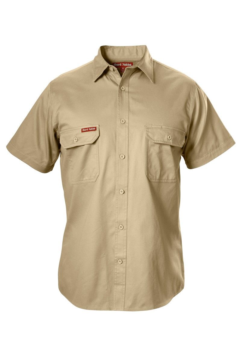 Hard Yakka, Foundations Cotton Shirt, Y07510 - Khaki (Size: L)