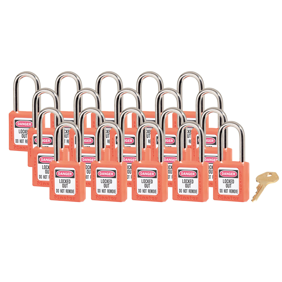 Master Lock 0410 Zenex Safety Lockout Padlock Keyed Alike, 38mm 20 (Pack)