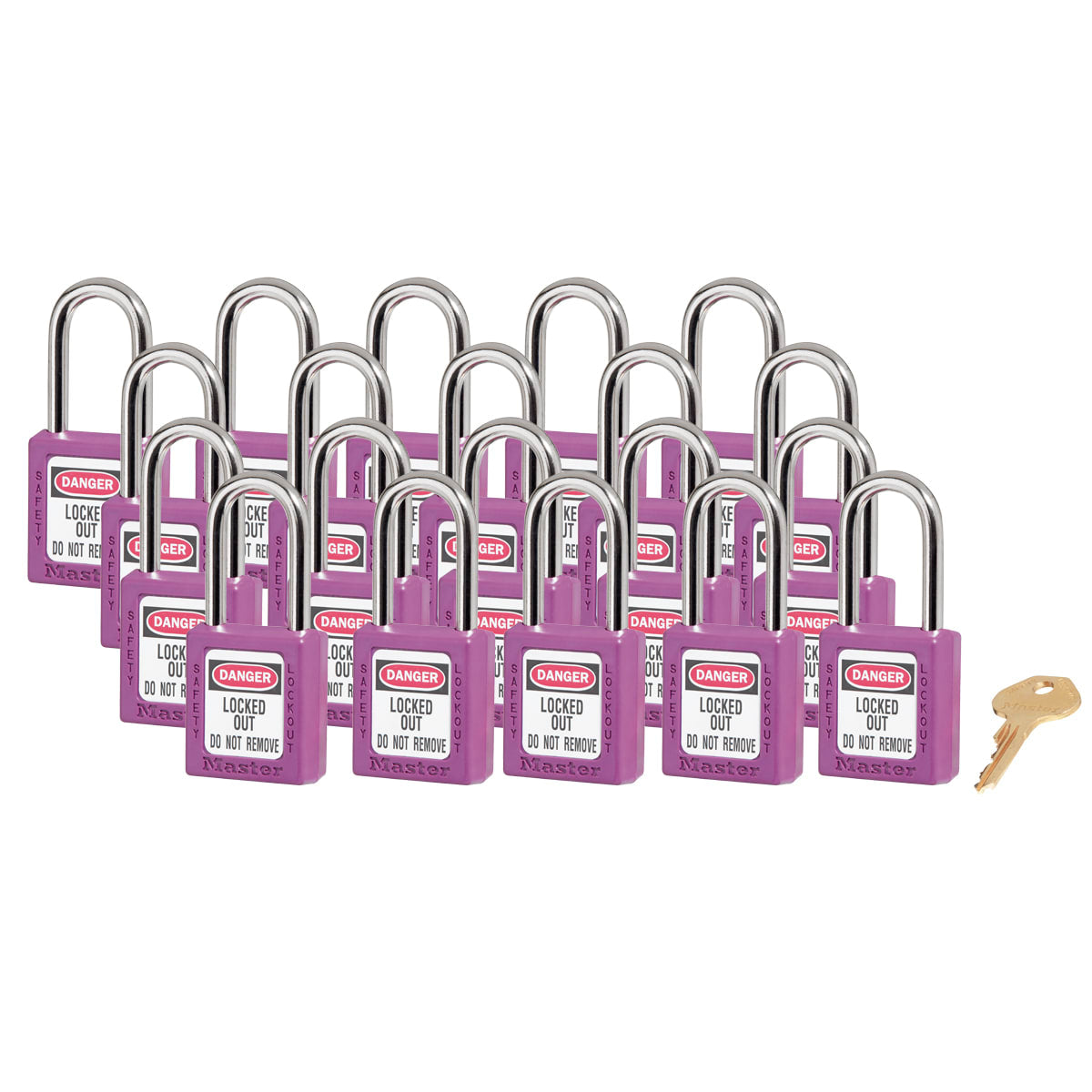Master Lock 0410 Zenex Safety Lockout Padlock Keyed Alike, 38mm 20 (Pack) - Purp