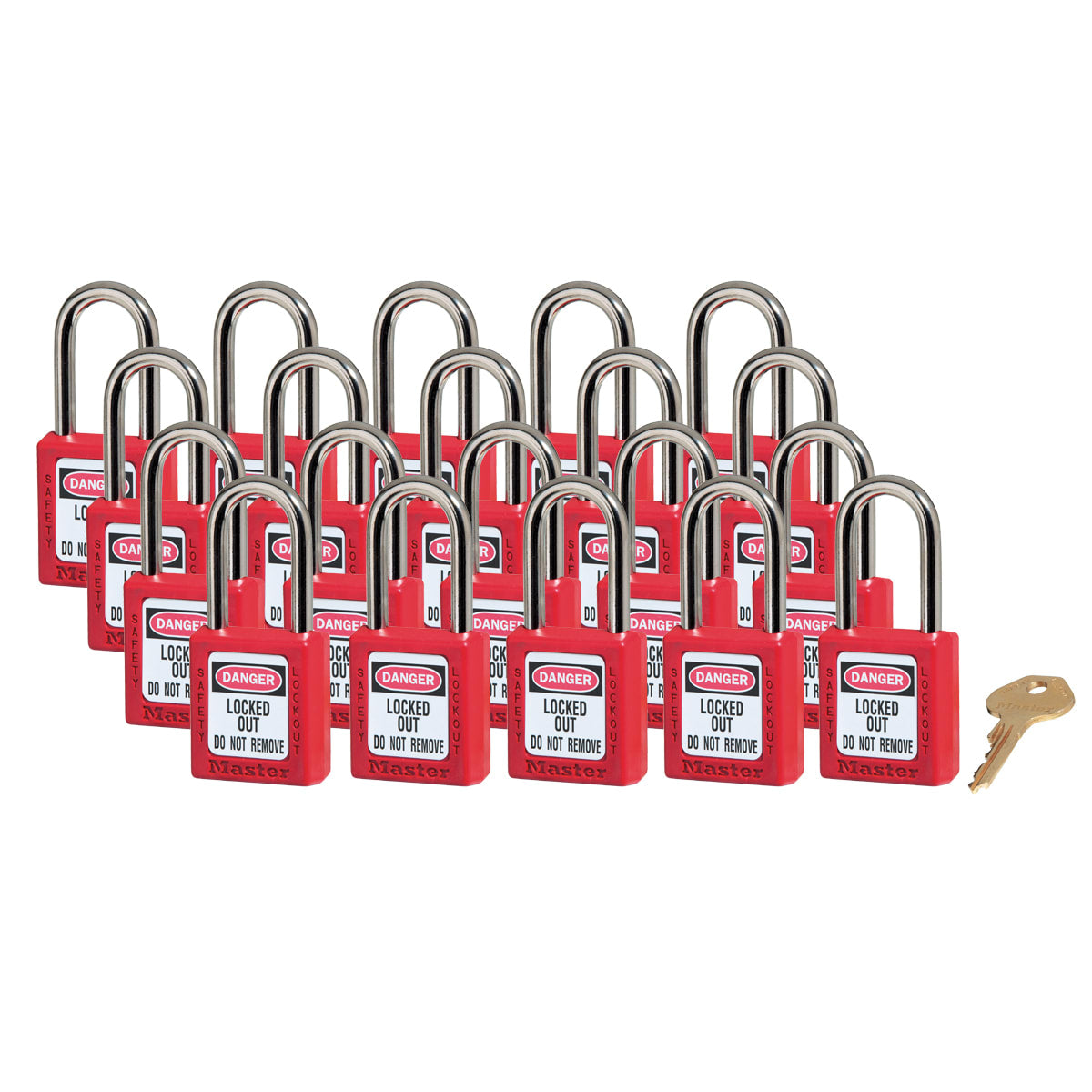 Master Lock 0410 Zenex Safety Lockout Padlock Keyed Alike, 38mm 20 (Pack)