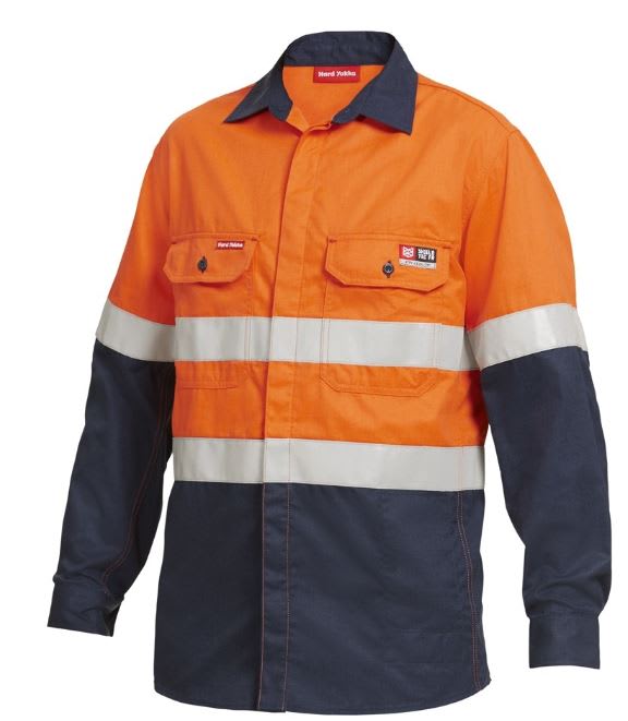 ShieldTEC, 8.4cal Hi Vis FR Shirt, Y04350 - Orange/Navy - XL