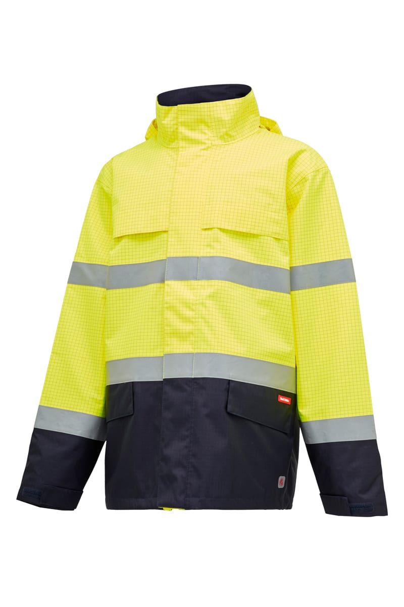Hard Yakka, 34cal Hi Vis Flame Resistant Jacket - Yellow/Navy (Size: 5XL)