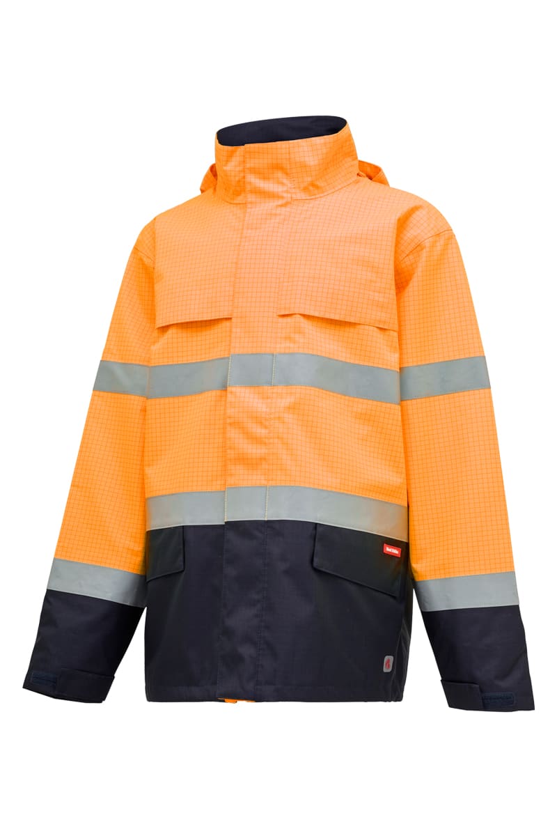 Hard Yakka, 34cal Hi Vis Flame Resistant Jacket - Orange/Navy - L
