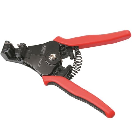 Toledo Quick Action Wire Stripper features a zinc alloy head, SK5 blades, and a comfortable handle for effortless wire stripping.