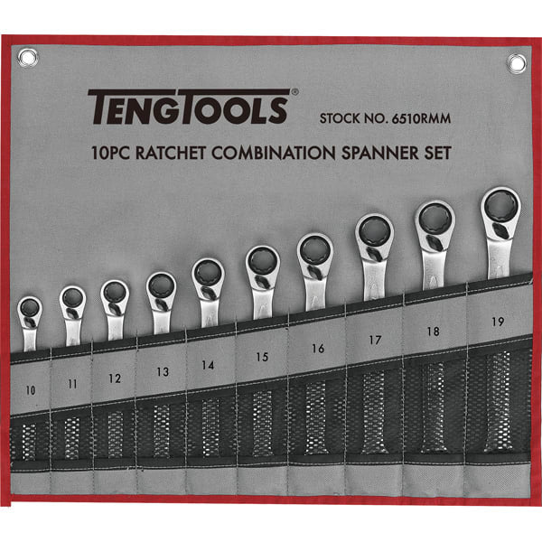 Teng Reverse Ratchet Metric Spanner Set 6510RMM 10 Piece