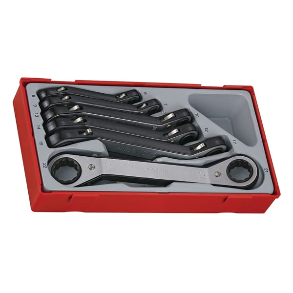 Teng Double Ring Ratchet Metric Offset Spanner Set 6 Piece