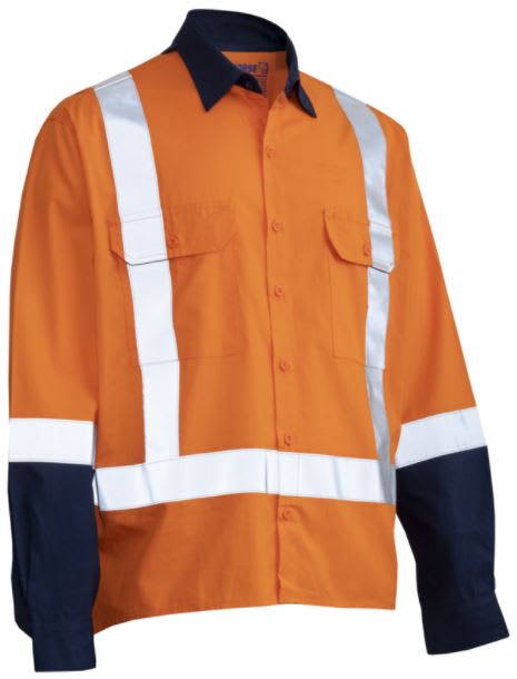 Workhorse, TTMC X Back Ripstop Shirt MSH205 - Orange/Navy - 5XL