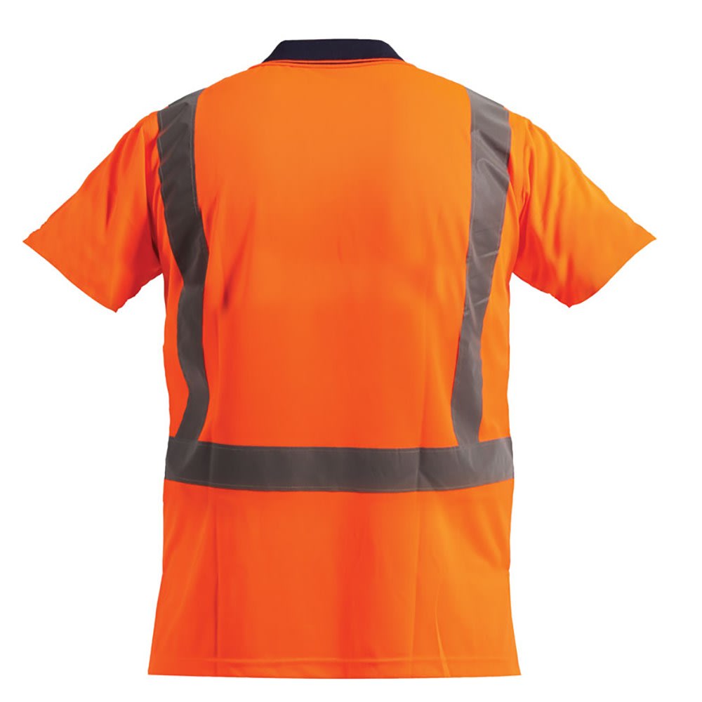 Hi Vis Microfibre Short Sleeve Polo, 23205 - Orange/Navy - L