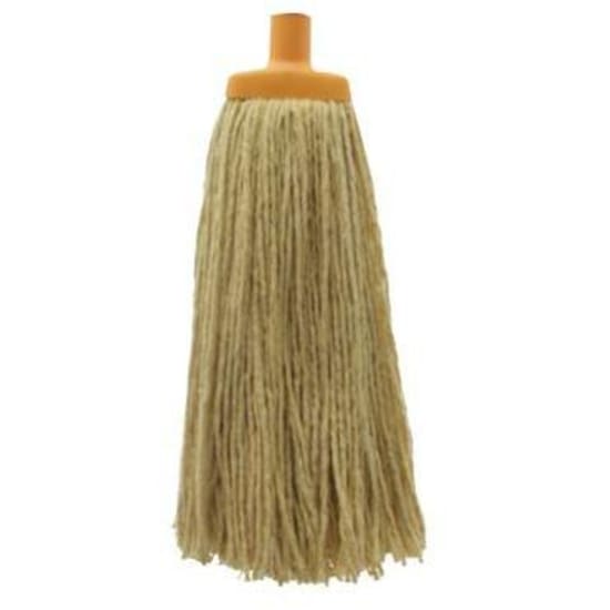 Yellow Filta Janitors Mop Head, premium cotton blend, highly absorbent, HACCP approved, ideal for heavy-duty cleaning and color coding.
