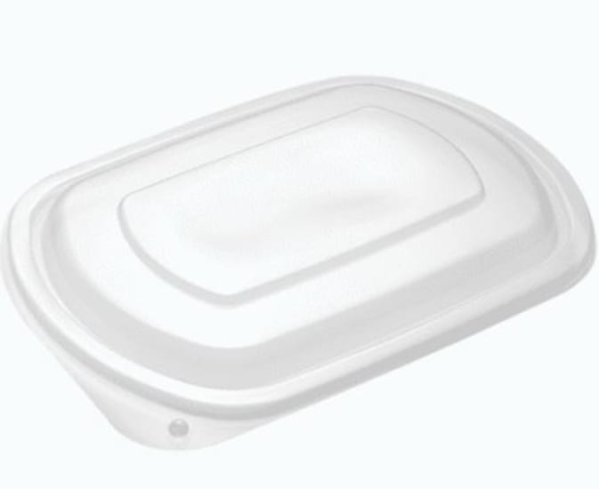 Clear lid microwavable 750ml food storage container, 209 x 158 x 16 mm, pack of 250 for meal prep and reheating.