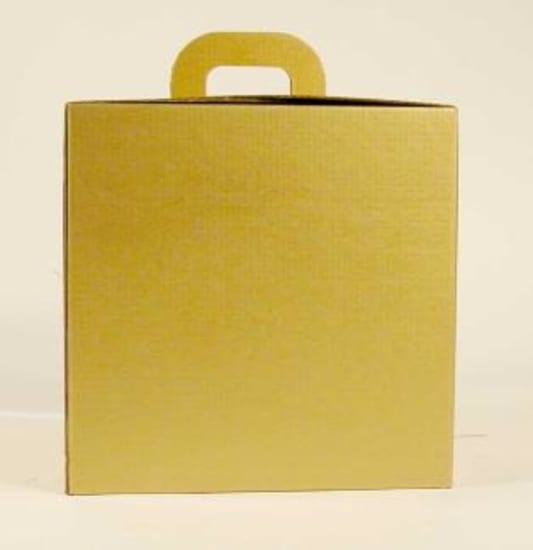 Square gold gift carry box with carry handle, perfect for packaging small gifts like mugs and jewelry, bundle of 10.