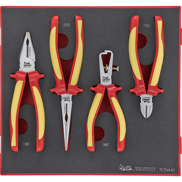 Teng MB 1000V VDE Plier Set - TED-Tray 265 x 285 x 50mm 4 Piece (Set)