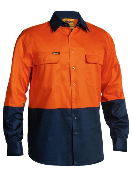 Bisley, Hi Vis Long Sleeve Shirt, BS6267 - Orange/Navy - 4XL