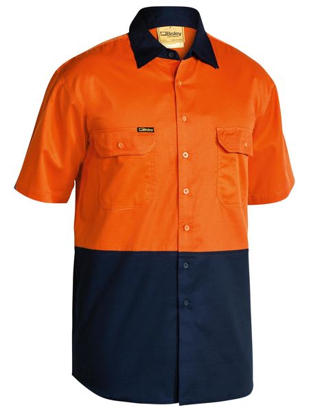 Bisley, Hi Vis Lightweight Shirt, BS1895 - Orange/Navy (Size: M)