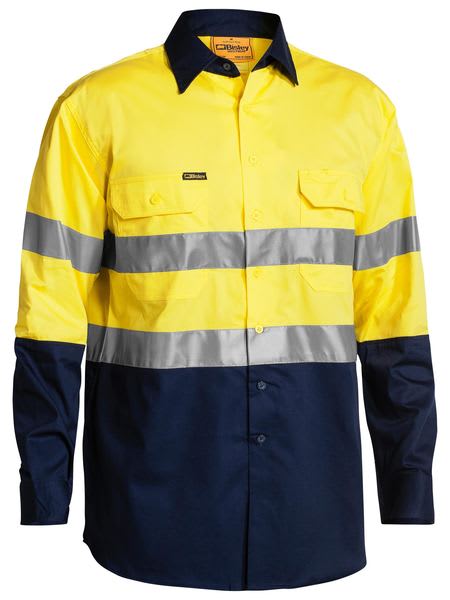 Bisley, Hi Vis Lightweight Shirt, BS6896 - Yellow/Navy (Size: 5XL)