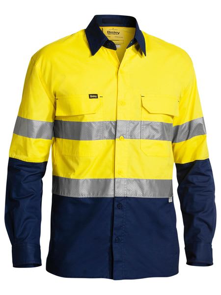 Bisley, Hi Vis Airflow Ripstop Shirt, BS6415 - Yellow/Navy (Size: 3XL)