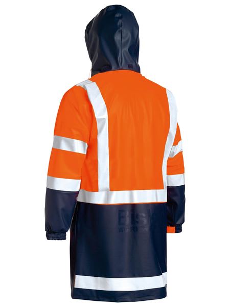 Bisley, Hi Vis Stretch PU Rain Coat, BJ6935HT - Yellow/Navy - 2XL