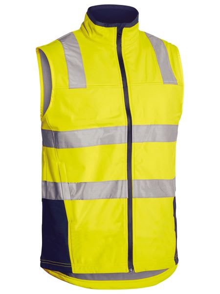 Bisley, Hi Vis Soft Shell Vest, BV0348T - Fluro Yel/Navy (Size: L)