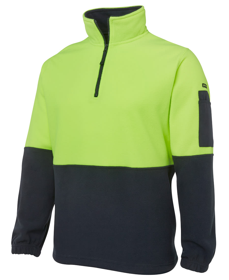 JB's Wear, Hi Vis Zip Polar Fleece, 6HVPF - Lime/Navy - 2XL