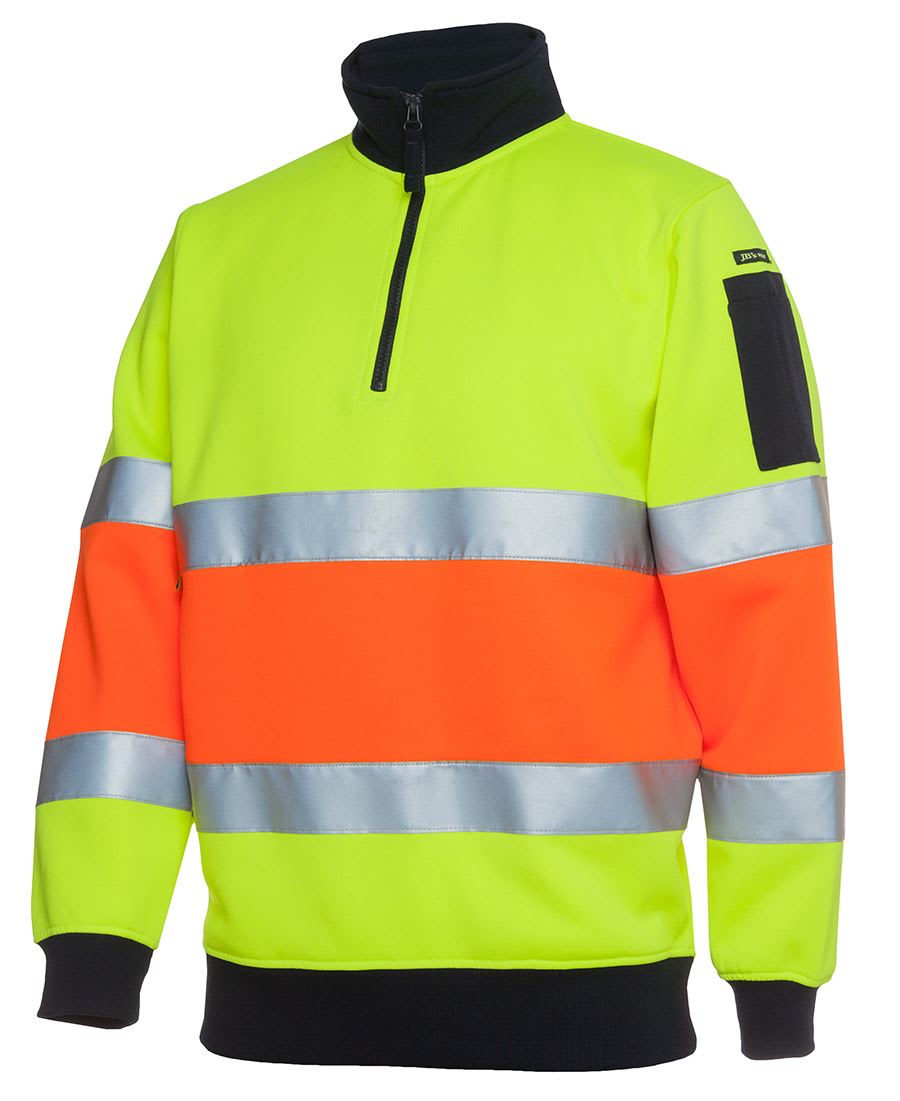 JB's Wear, Hi Vis Zip Fleece Jumper, 6HZFS - Lime/Orange (Size: 5XL)