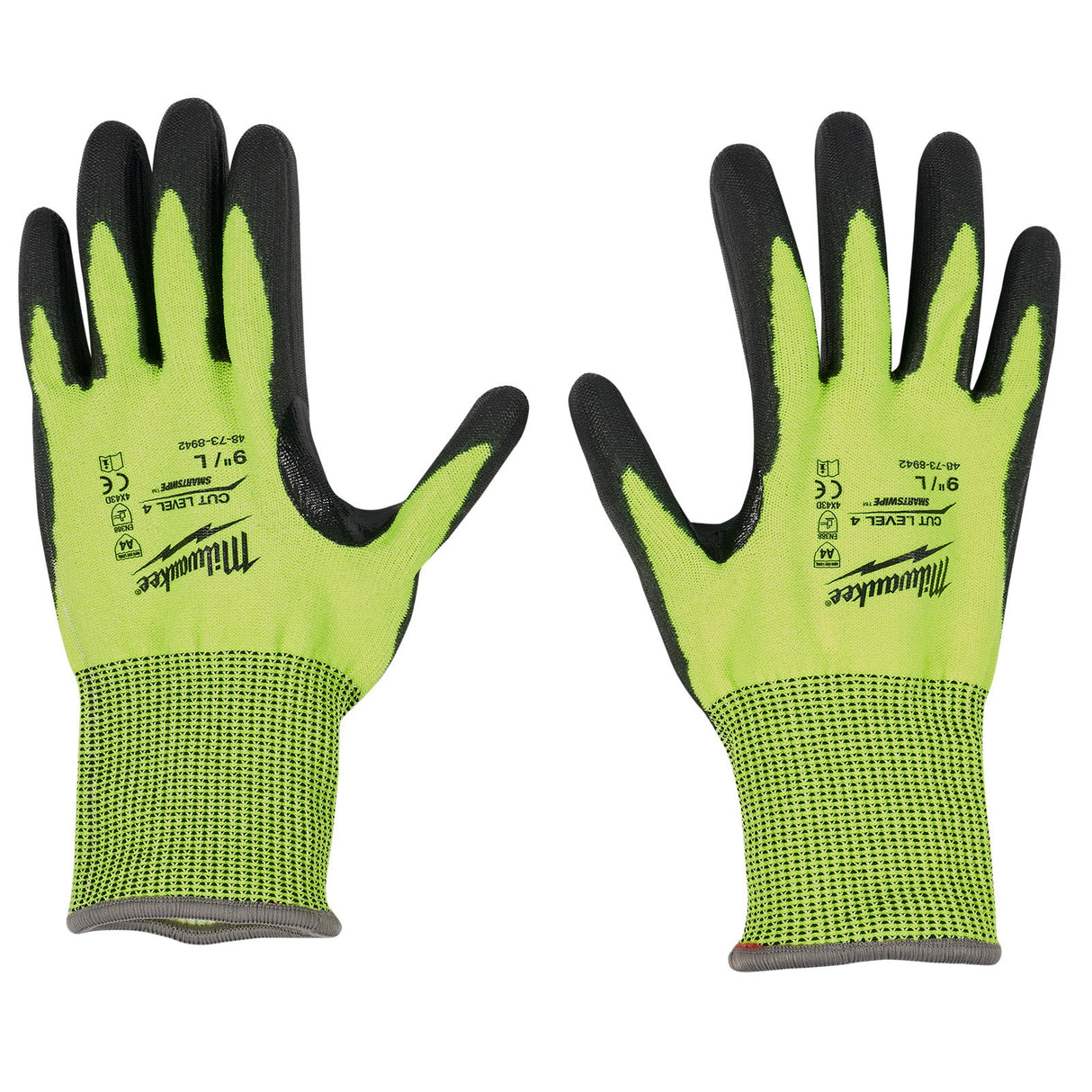 Milwaukee High Visibility Cut Level 4 Gloves (Pair) - Standard (Size: L)