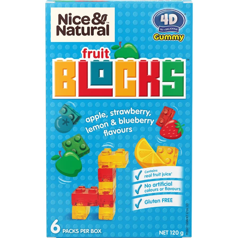 Nice & Natural Fruit Snack 4d Blocks 6pk 120g
