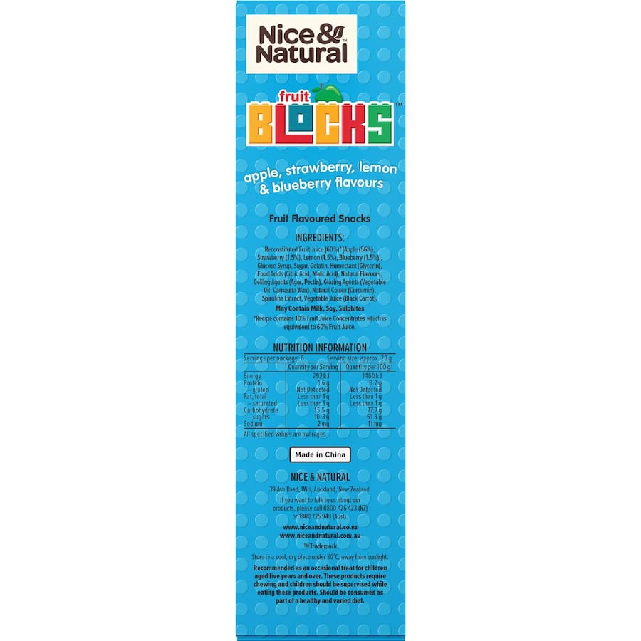 Nice & Natural Fruit Snack 4d Blocks 6pk 120g