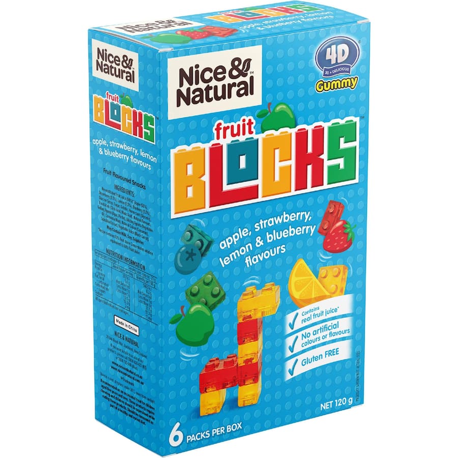 Nice & Natural Fruit Snack 4d Blocks 6pk 120g