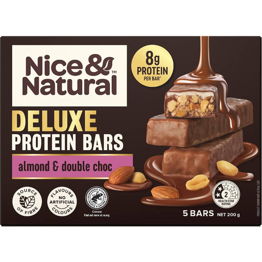 Nice & Natural Deluxe Protein Bars Almond & Double Choc 5pk 200g