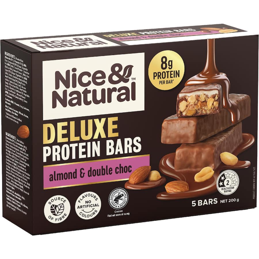 Nice & Natural Deluxe Protein Bars Almond & Double Choc 5pk 200g