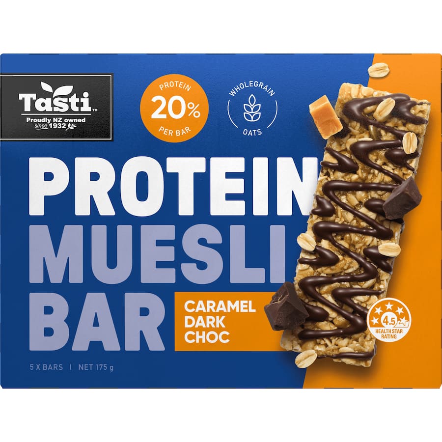 Tasti Protein Muesli Bars Caramel Dark Choc 5pk 175g