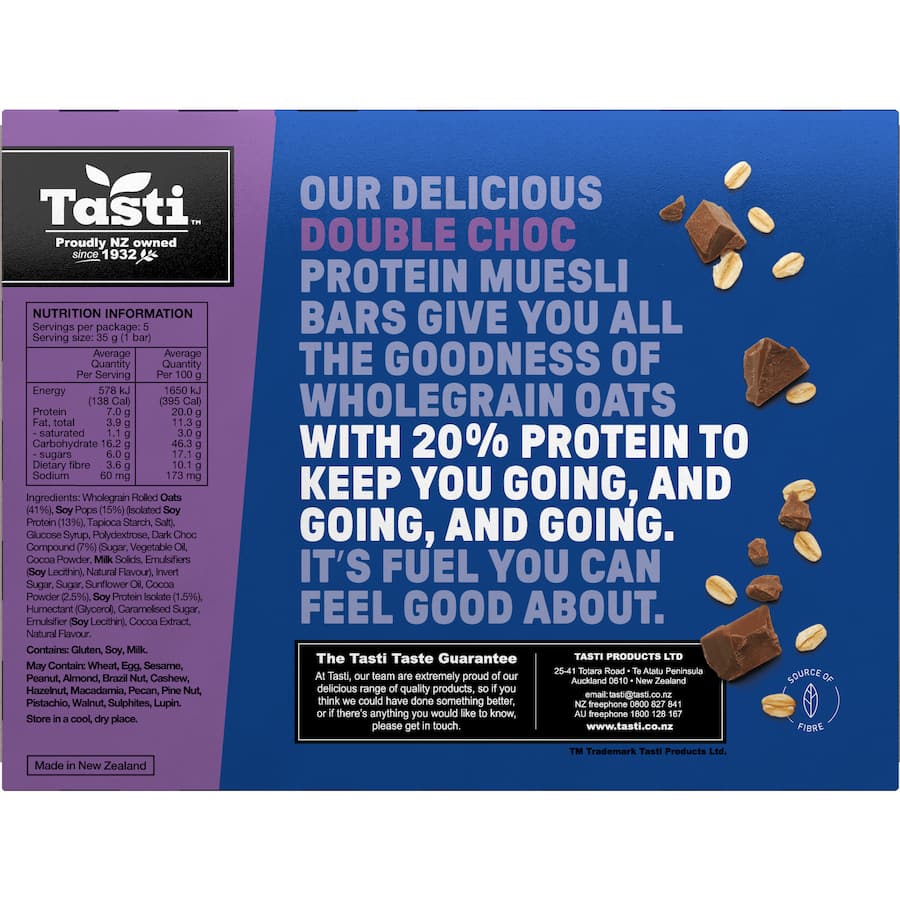 Tasti Protein Muesli Bars Double Choc 5pk 175g