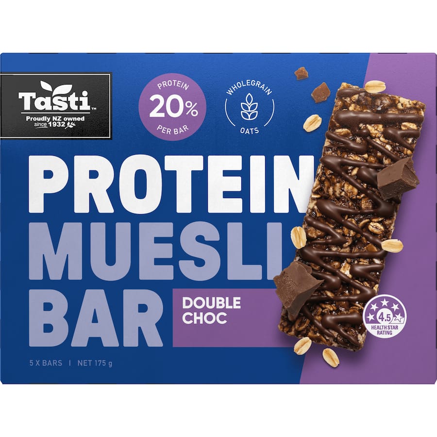 Tasti Protein Muesli Bars Double Choc 5pk 175g